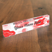 Red Kiss Love Lips Design Naambordje (Zijkant)