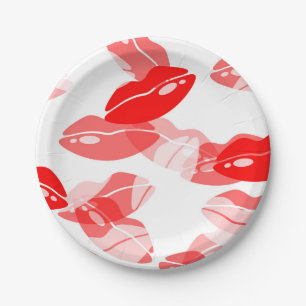 Red Kiss Love Lips Design Papieren Bordje