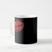Red Kissing lipstick, lips Kiss Red Lips V Koffiemok (Voorkant links)