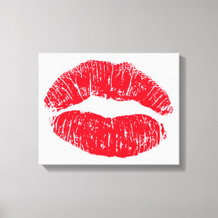 Red Kissons Lips Canvas Afdruk