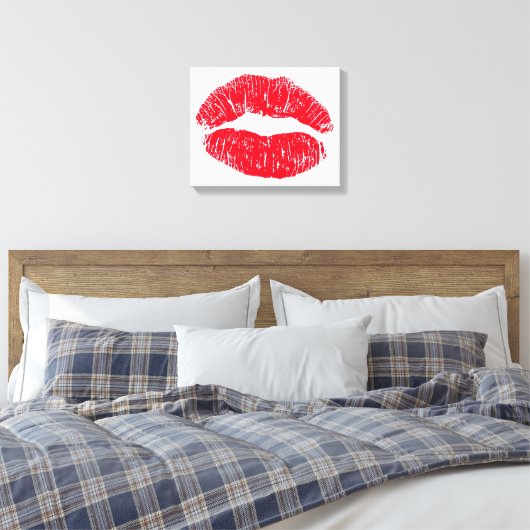 Red Kissons Lips Canvas Afdruk (Insitu (Slaapkamer))