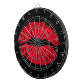 Red Kissons Lips op Black Dartbord (Voorkant Rechts)