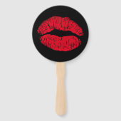 Red Kissons Lips op Black Handwaaier (Achterkant)