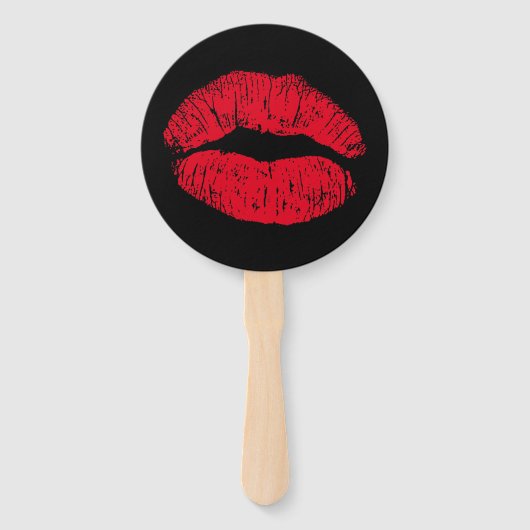 Red Kissons Lips op Black Handwaaier (Voorkant)