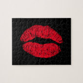 Red Kissons Lips op Black Legpuzzel (Horizontaal)