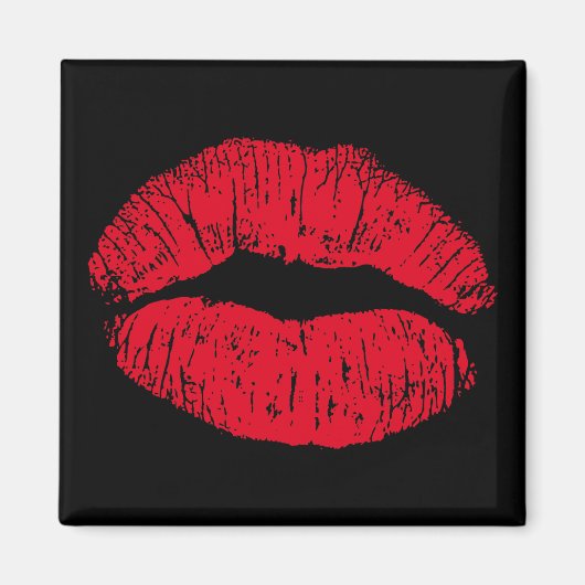 Red Kissons Lips op Black Magneet (Voorkant)