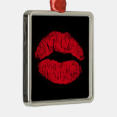 Red Kissons Lips op Black Metalen Ornament (Rechts)