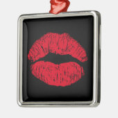 Red Kissons Lips op Black Metalen Ornament (Links)