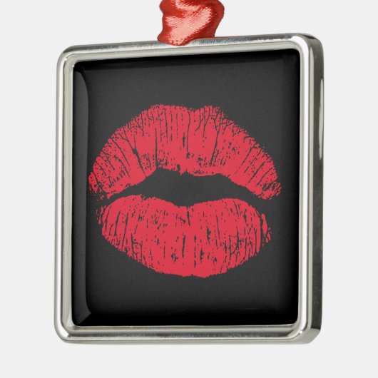 Red Kissons Lips op Black Metalen Ornament (Links)