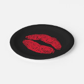 Red Kissons Lips op Black Papieren Bordje (Gekanteld)