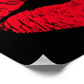 Red Kissons Lips op Black Poster (Hoek)
