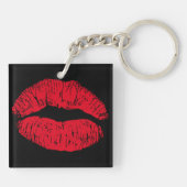 Red Kissons Lips op Black Sleutelhanger (Achterkant)