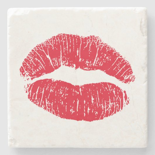 Red Kissons Lips Stenen Onderzetter (Voorkant)