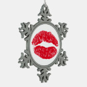 Red Kissons Lips Tin Sneeuwvlok Ornament (Links)