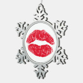 Red Kissons Lips Tin Sneeuwvlok Ornament (Rechts)