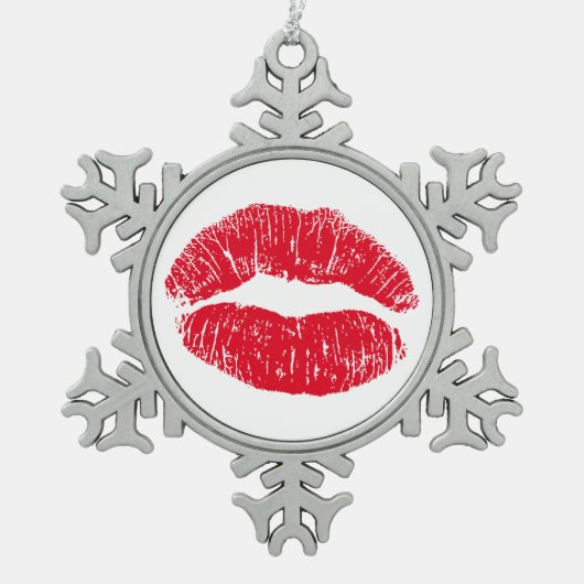 Red Kissons Lips Tin Sneeuwvlok Ornament (Voorkant)