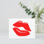 Red Kissy Lips Briefkaart (Staand voorkant)
