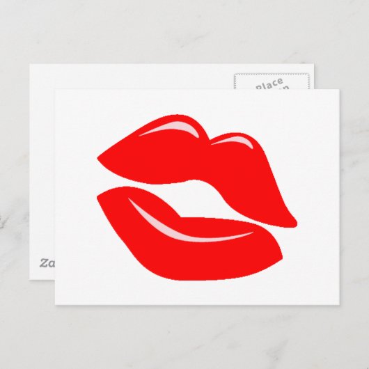 Red Kissy Lips Briefkaart (Voorkant / Achterkant)
