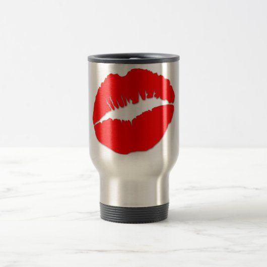 Red Kissy Lips Travel Reisbeker (Center)