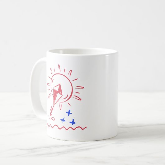 Red Kite Pattern Coffee Cup Koffiemok (Voorkant links)