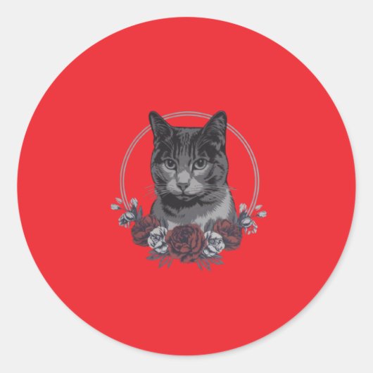 Red Kitten Classic Ronde Stickers (Voorkant)