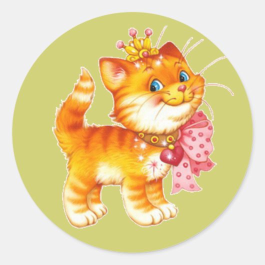 Red Kitten met een Kroonkroon Sticker (Voorkant)