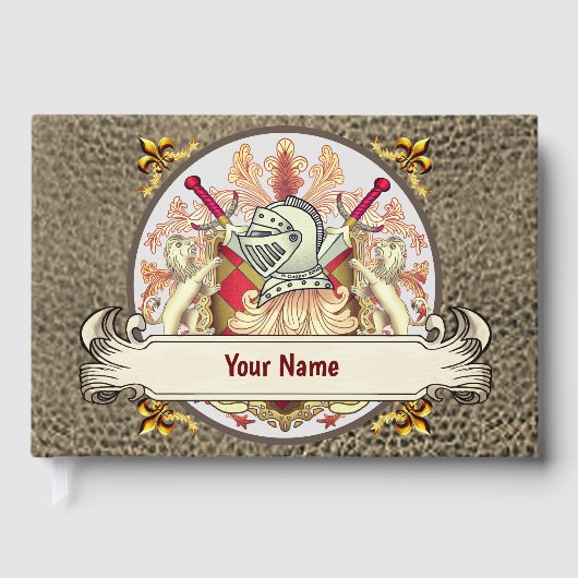 Red Knight Family Crest Achternaam Gastenboek (Voorkant)