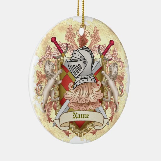 Red Knight Family Crest Achternaam Keramisch Ornament (Rechts)