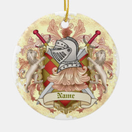 Red Knight Family Crest Achternaam Keramisch Ornament