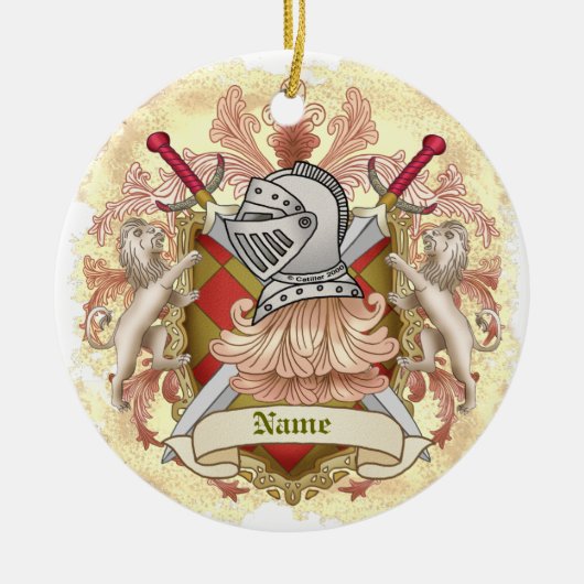 Red Knight Family Crest Achternaam Keramisch Ornament (Voorkant)