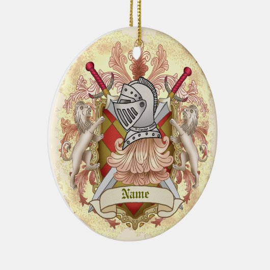 Red Knight Family Crest Achternaam Keramisch Ornament (Rechts)