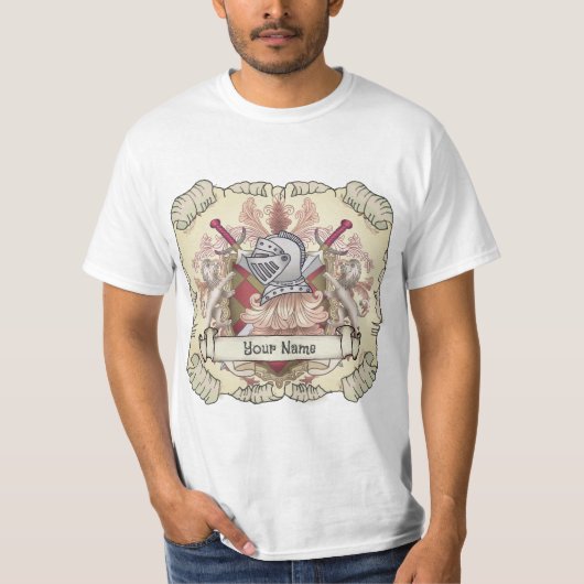 Red Knight Family Crest Achternaam T-shirt (Voorkant)