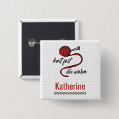 Red Knit Fast, Die Warm Vierkante Button 5,1 Cm (Voorkant /achterkant)