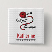 Red Knit Fast, Die Warm Vierkante Button 5,1 Cm (Voorkant)