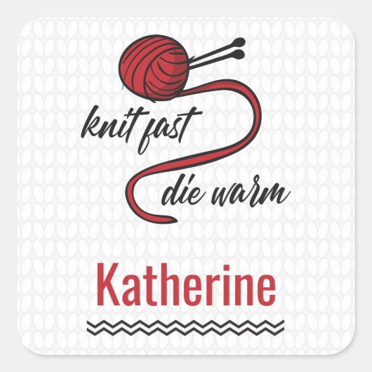 Red Knit Fast, Die Warm Vierkante Sticker (Voorkant)