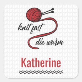 Red Knit Fast, Die Warm Vierkante Sticker