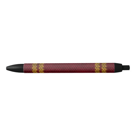 Red Knit-look Stripe Pattern Zwarte Inkt Pen (Voorkant)