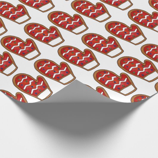 Red Knit Mittens Kerstsuiker Cookie Vakantie Cadeaupapier (Hoek)