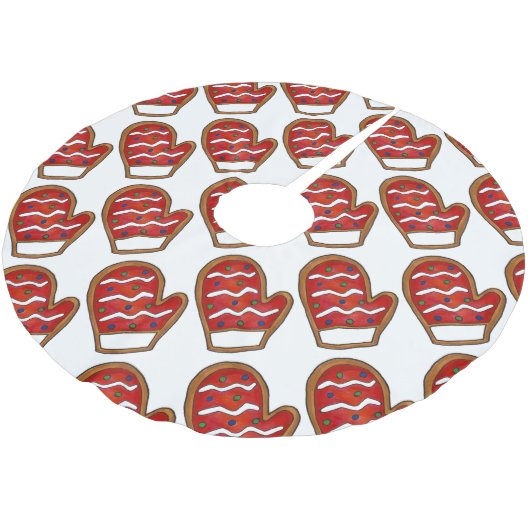 Red Knit Sugar Cookie Mitten Kerstmis Baking Kerstboom Rok (Gekanteld)