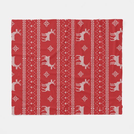 Red Knit Sweater met Deer Fleece Blanket (Voorkant (Horizontaal))