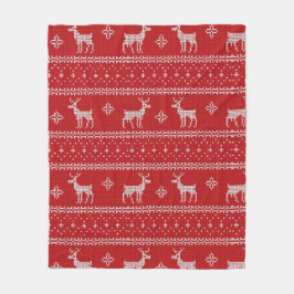 Red Knit Sweater met Deer Fleece Blanket Deken