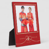 Red Knot Double Happiness Chinese Weddenfoto Fotoplaat (Zijkant)