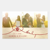Red Knot Double Happiness Chinese Weddenfoto Rechthoekige Sticker (Voorkant)