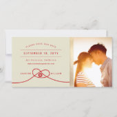 Red Knot Double Happiness Chinese Weddenfoto Save The Date (Voorkant)