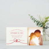 Red Knot Double Happiness Chinese Weddenfoto Save The Date (Staand voorkant)