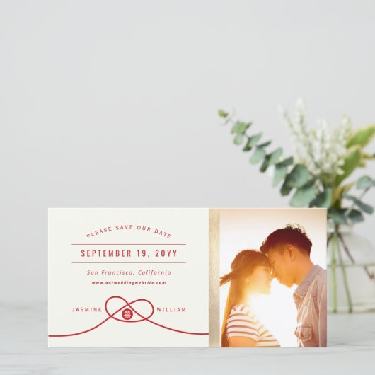 Red Knot Double Happiness Chinese Weddenfoto Save The Date