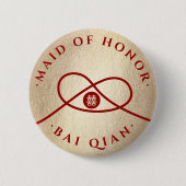 Red Knot Double Happiness Team Bride Chic Wedding Ronde Button 5,7 Cm (Voorkant)