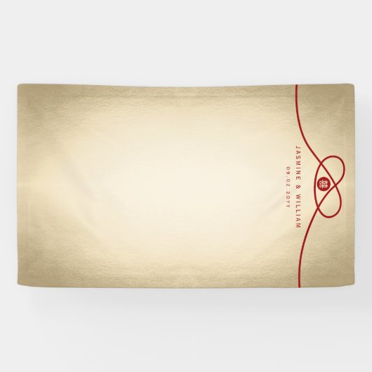 Red Knot Double Happiness Weddenfoto Achtergrond Spandoek (Horizontaal)