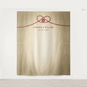 Red Knot Double Happiness Weddenfoto Achtergrond Wandkleed (Voorkant)