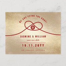 Red Knot Dubbele Geluk Chinees sparen de Datum Aankondigingskaart